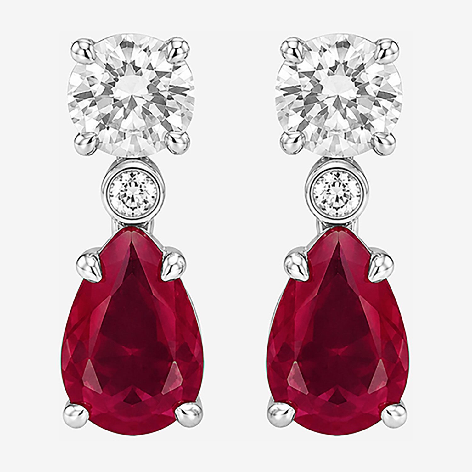 Limited Quantities! Womens 1/3 CT. T.W. Lab Created Red Ruby Sterling Silver Pear Drop Earrings
