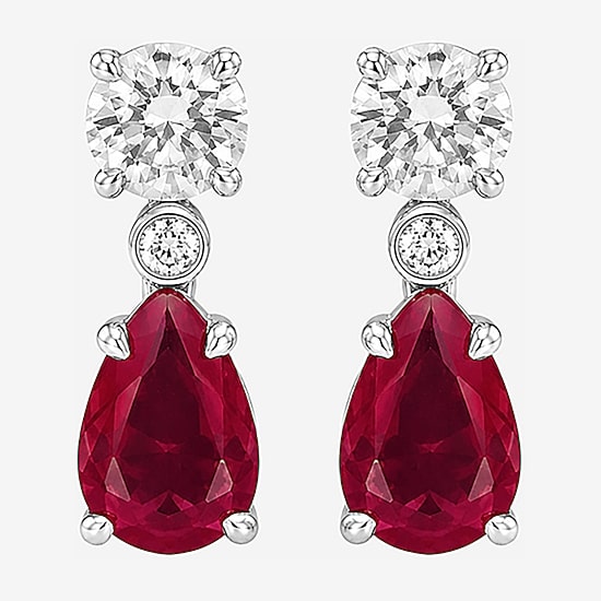 Limited Quantities! Womens 1/3 CT. T.W. Lab Created Red Ruby Sterling Silver Pear Drop Earrings
