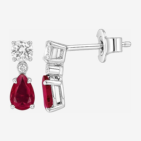 Limited Quantities! Womens 1/3 CT. T.W. Lab Created Red Ruby Sterling Silver Pear Drop Earrings