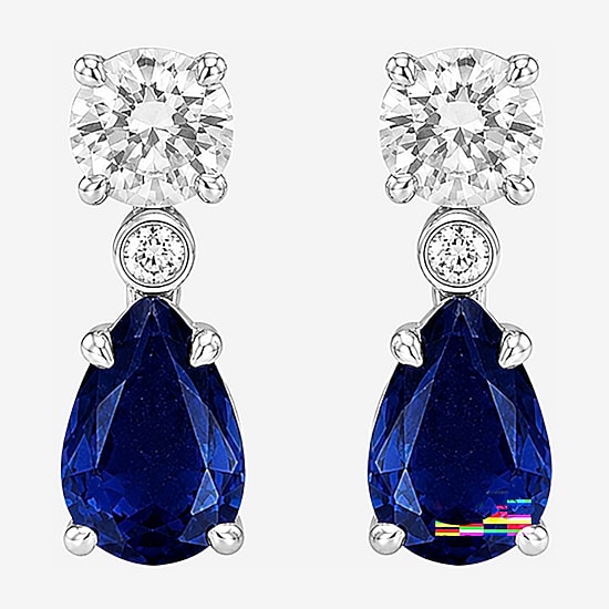 Limited Quantities! Womens 1/3 CT. T.W. Lab Created Blue Sapphire Sterling Silver Pear Drop Earrings