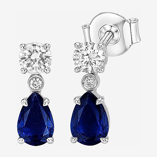 Limited Quantities! Womens 1/3 CT. T.W. Lab Created Blue Sapphire Sterling Silver Pear Drop Earrings, One Size, Blue