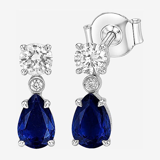 Limited Quantities! Womens 1/3 CT. T.W. Lab Created Blue Sapphire Sterling Silver Pear Drop Earrings