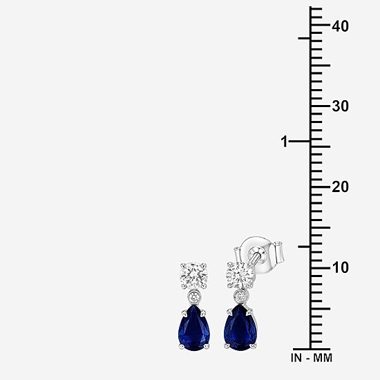 Limited Quantities! Womens 1/3 CT. T.W. Lab Created Blue Sapphire Sterling Silver Pear Drop Earrings