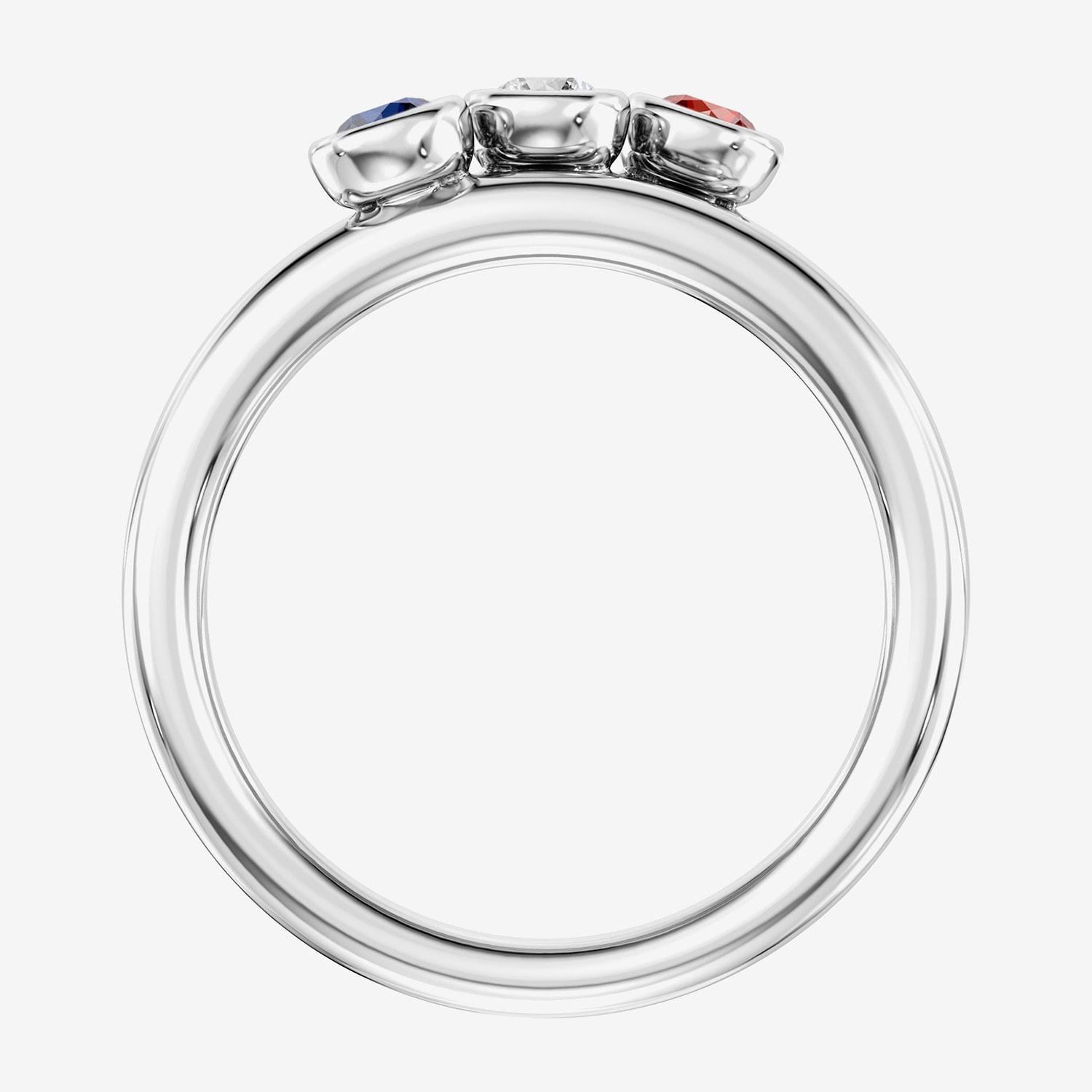 (F / Si2) Womens 1/10 CT. T.W. Lab Created Multi Color Sterling Silver 3-Stone Cocktail Ring
