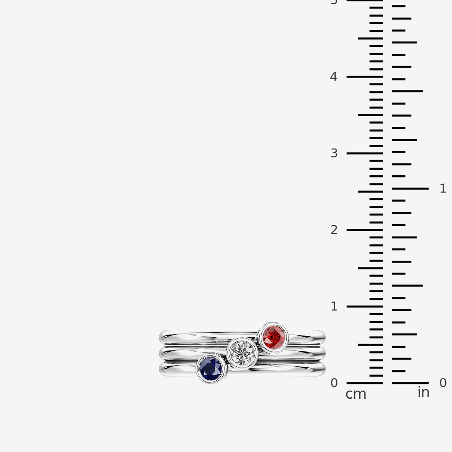 (F / Si2) Womens 1/10 CT. T.W. Lab Created Multi Color Sterling Silver 3-Stone Cocktail Ring