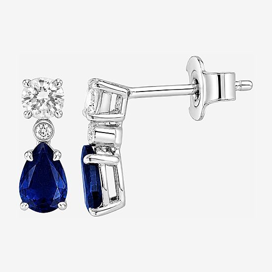 Limited Quantities! Womens 1/3 CT. T.W. Lab Created Blue Sapphire Sterling Silver Pear Drop Earrings