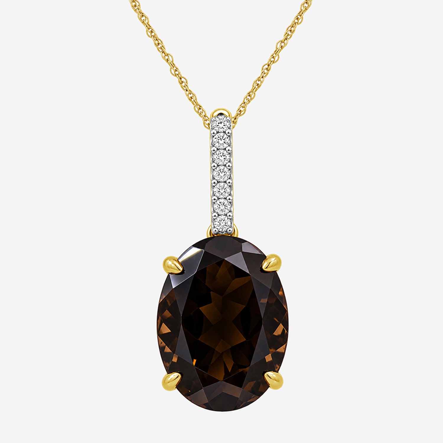 Limited Quantities! Womens Genuine Brown Quartz 14K Gold Over Silver Oval 18 Inch Pendant Necklace