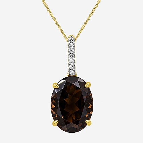 Limited Quantities! Womens Genuine Brown Quartz 14K Gold Over Silver Oval 18 Inch Pendant Necklace, One Size, Brown