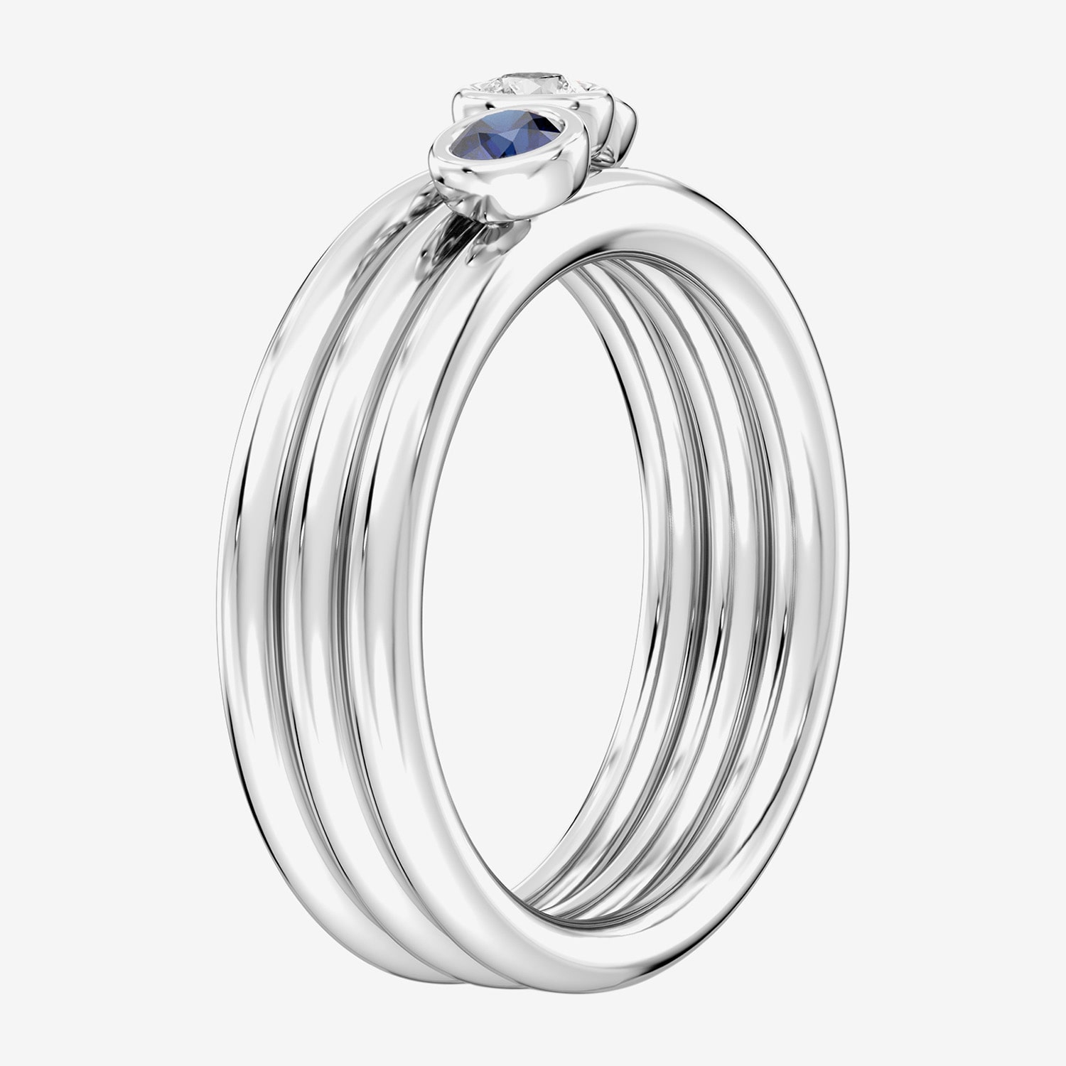 (F / Si2) Womens 1/10 CT. T.W. Lab Created Multi Color Sterling Silver 3-Stone Cocktail Ring