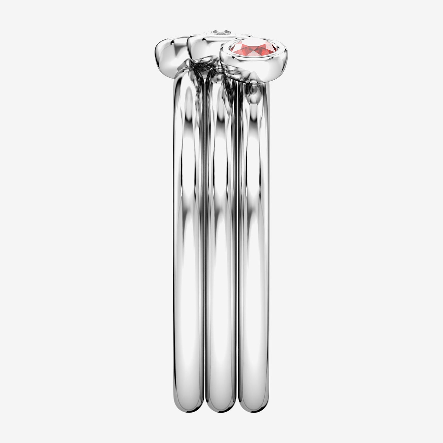 (F / Si2) Womens 1/10 CT. T.W. Lab Created Multi Color Sterling Silver 3-Stone Cocktail Ring