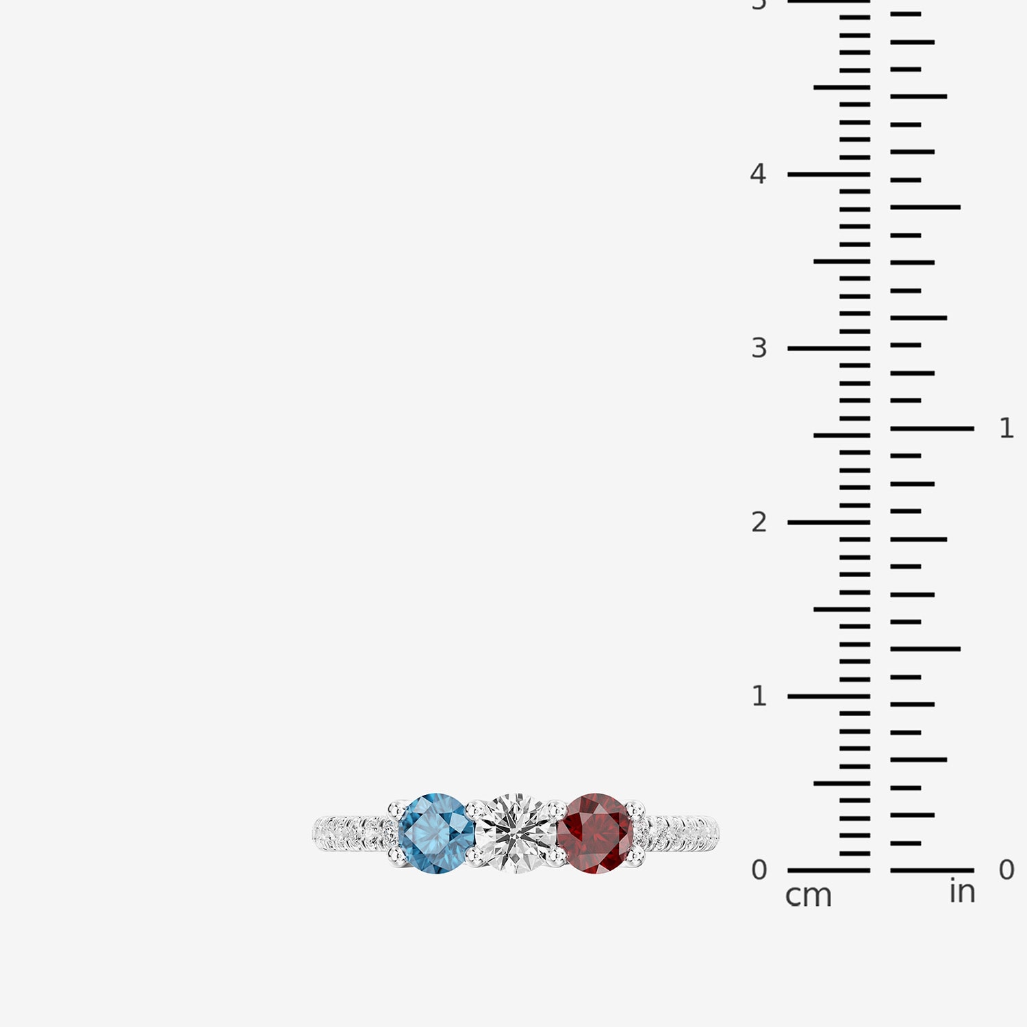(F / Si2) Womens 1/10 CT. T.W. Lab Created Multi Color Sterling Silver 3-Stone Side Stone Cocktail Ring