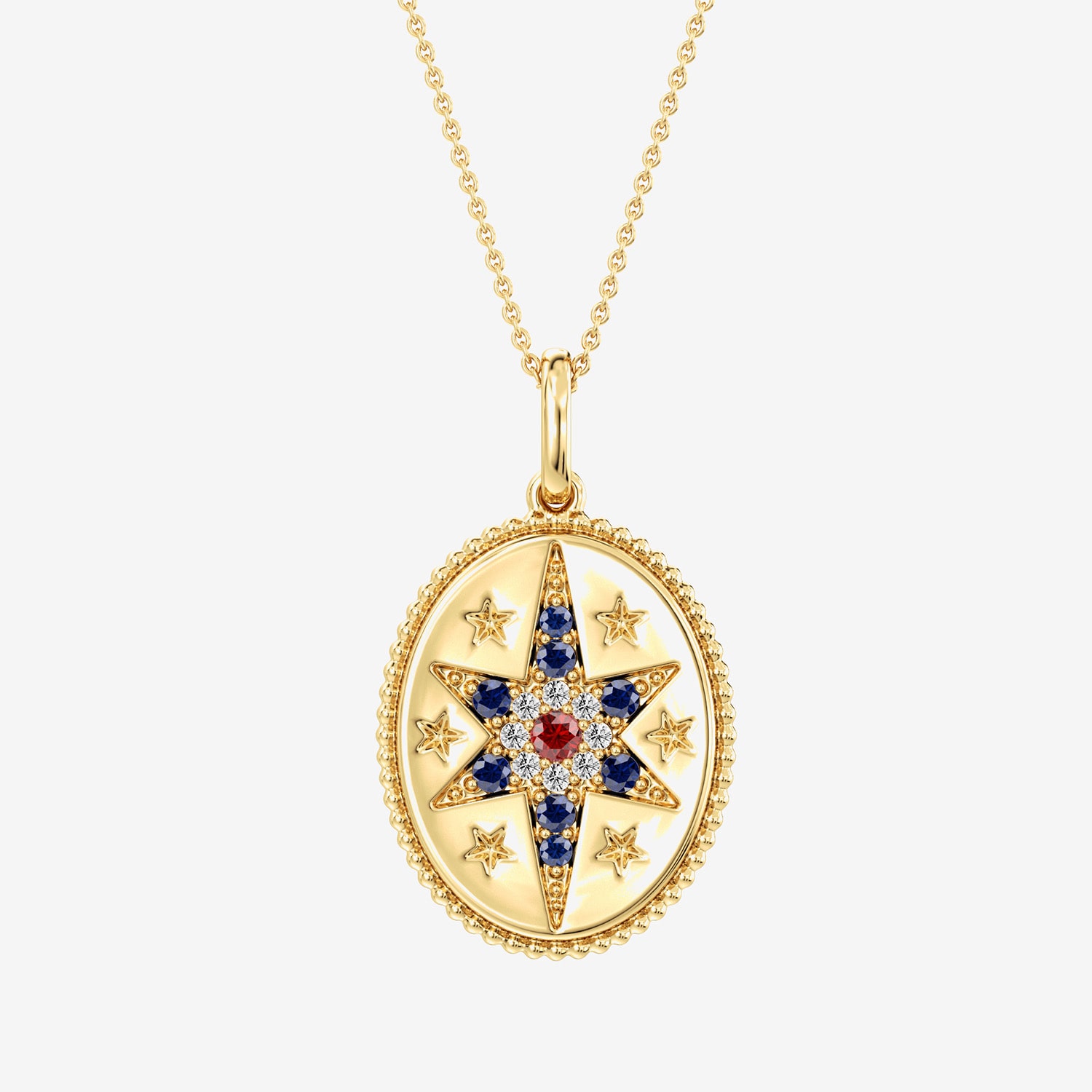 (F/ Si2) Womens Diamond Accent Lab Created Multi Color 14K Gold Over Silver Star 18 Inch Pendant Necklace
