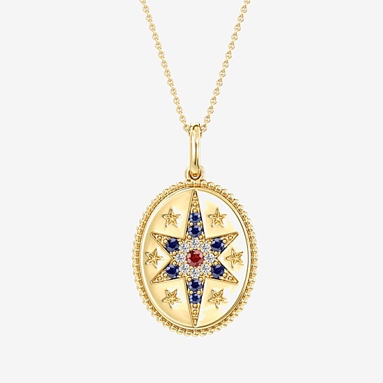 (F/ Si2) Womens Diamond Accent Lab Created Multi Color 14K Gold Over Silver Star 18 Inch Pendant Necklace