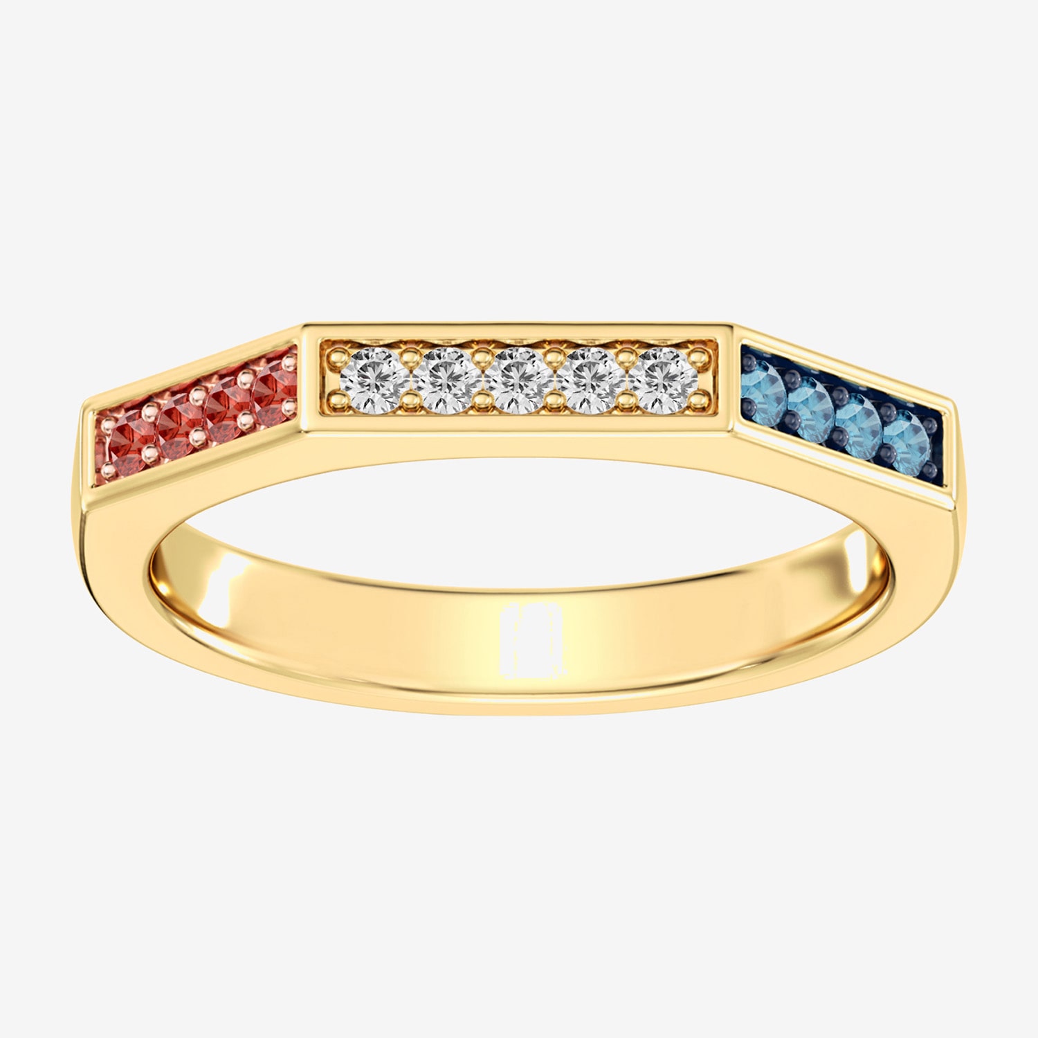 (F / Si2) Womens 2MM Diamond Accent Lab Created Multi Color 14K Gold Over Silver Band