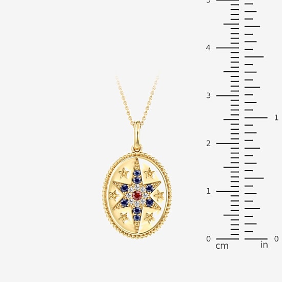 (F/ Si2) Womens Diamond Accent Lab Created Multi Color 14K Gold Over Silver Star 18 Inch Pendant Necklace