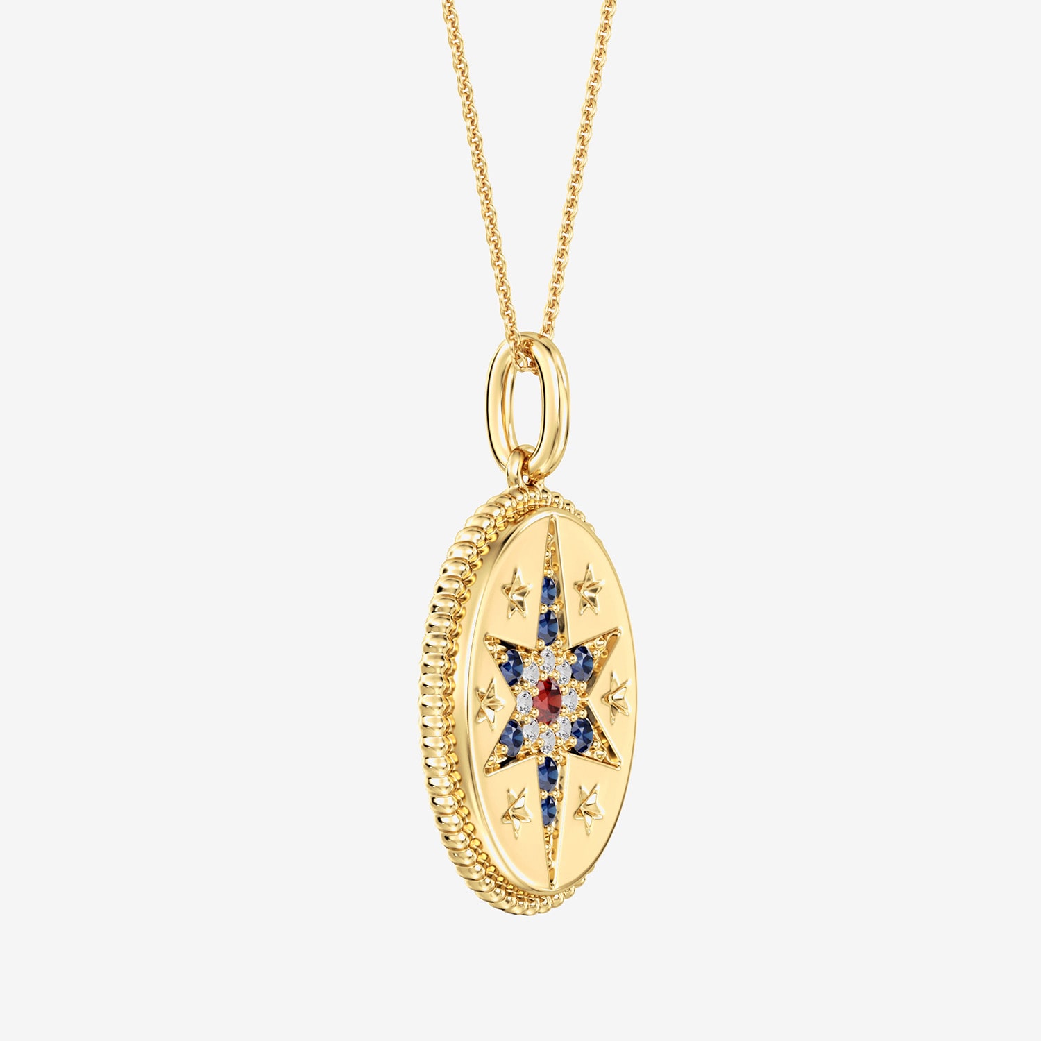 (F/ Si2) Womens Diamond Accent Lab Created Multi Color 14K Gold Over Silver Star 18 Inch Pendant Necklace