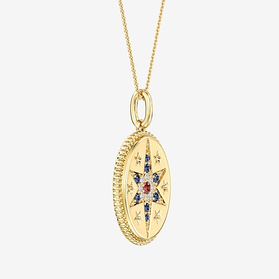 (F/ Si2) Womens Diamond Accent Lab Created Multi Color 14K Gold Over Silver Star 18 Inch Pendant Necklace