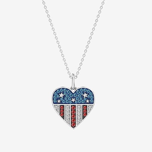 (F/ Si2) Womens 1/10 CT. T.W. Lab Created Multi Color Sterling Silver Heart 18 Inch Pendant Necklace, One Size, Multiple Colors