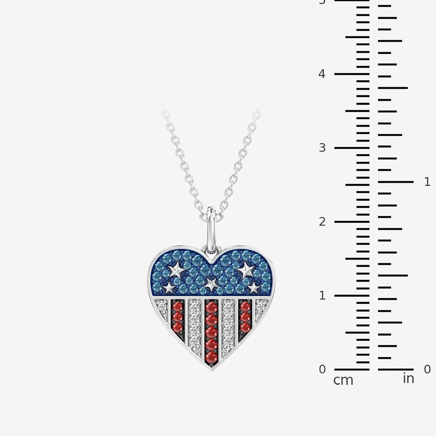 (F/ Si2) Womens 1/10 CT. T.W. Lab Created Multi Color Sterling Silver Heart 18 Inch Pendant Necklace