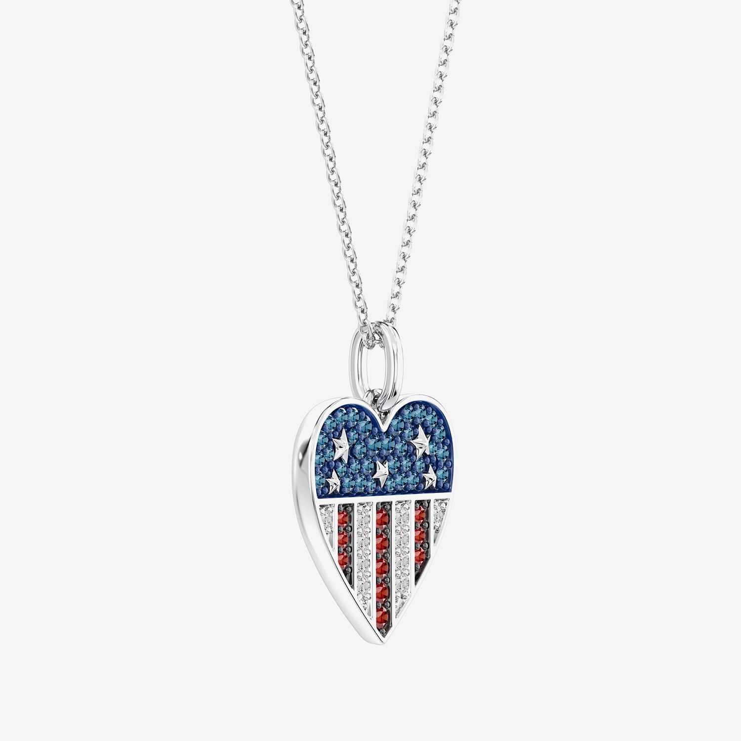 (F/ Si2) Womens 1/10 CT. T.W. Lab Created Multi Color Sterling Silver Heart 18 Inch Pendant Necklace