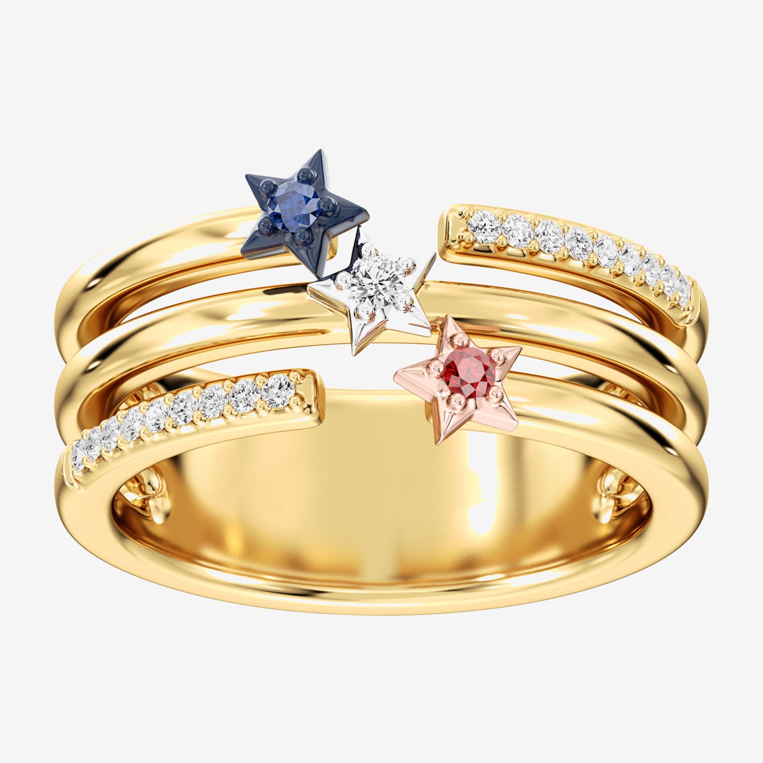 (F / Si2) Womens 1/10 CT. T.W. Lab Created Multi Color 14K Gold Over Silver Cocktail Ring