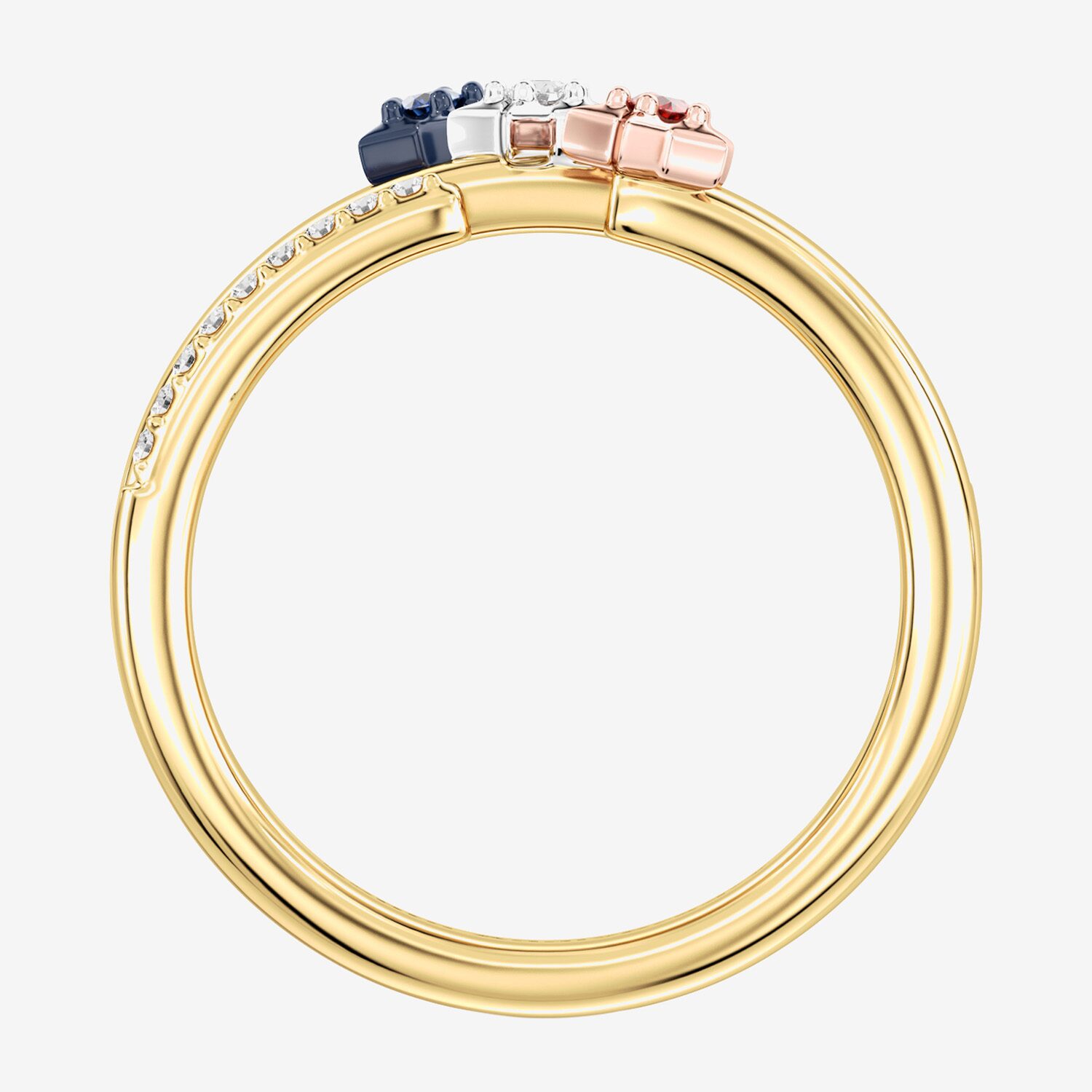 (F / Si2) Womens 1/10 CT. T.W. Lab Created Multi Color 14K Gold Over Silver Cocktail Ring