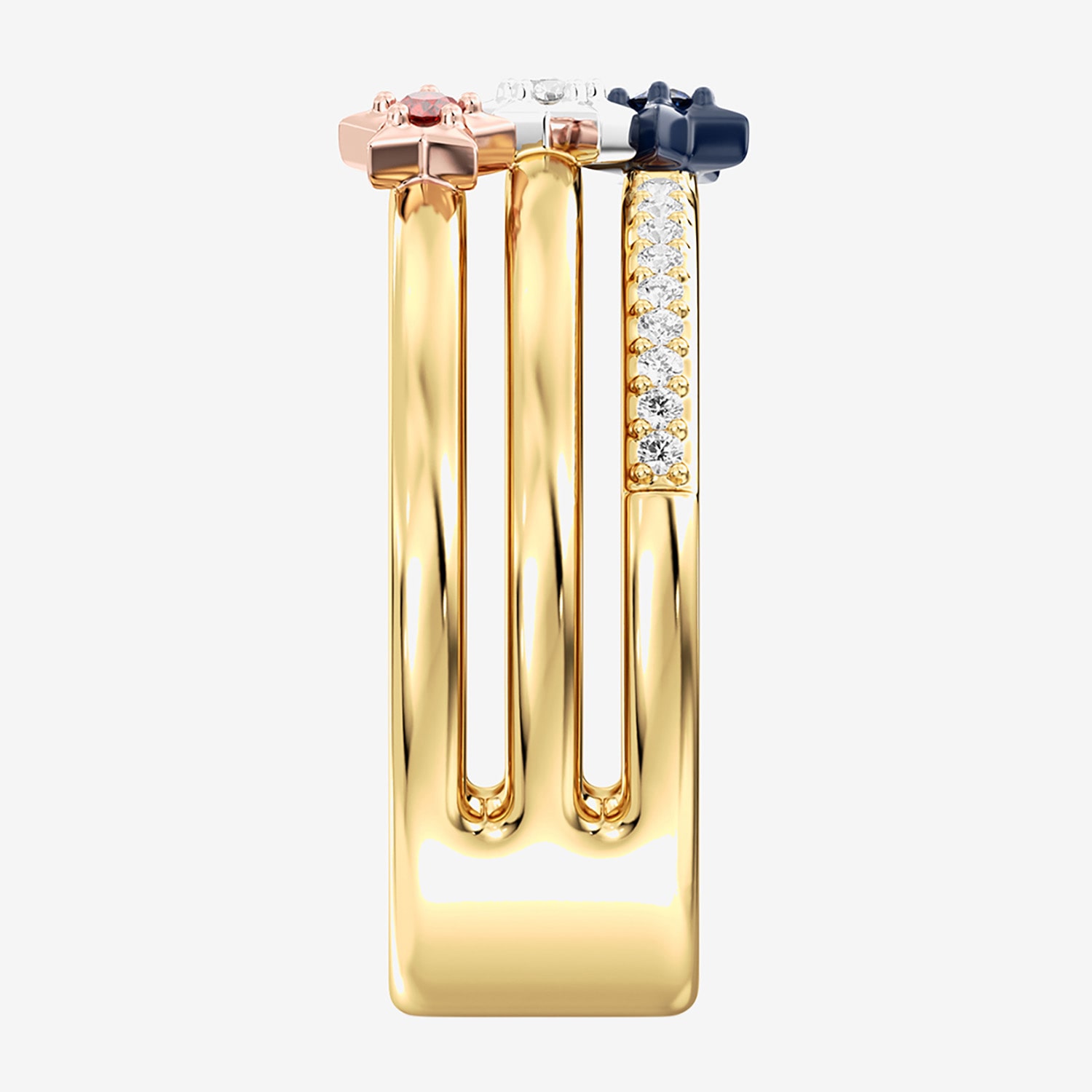 (F / Si2) Womens 1/10 CT. T.W. Lab Created Multi Color 14K Gold Over Silver Cocktail Ring