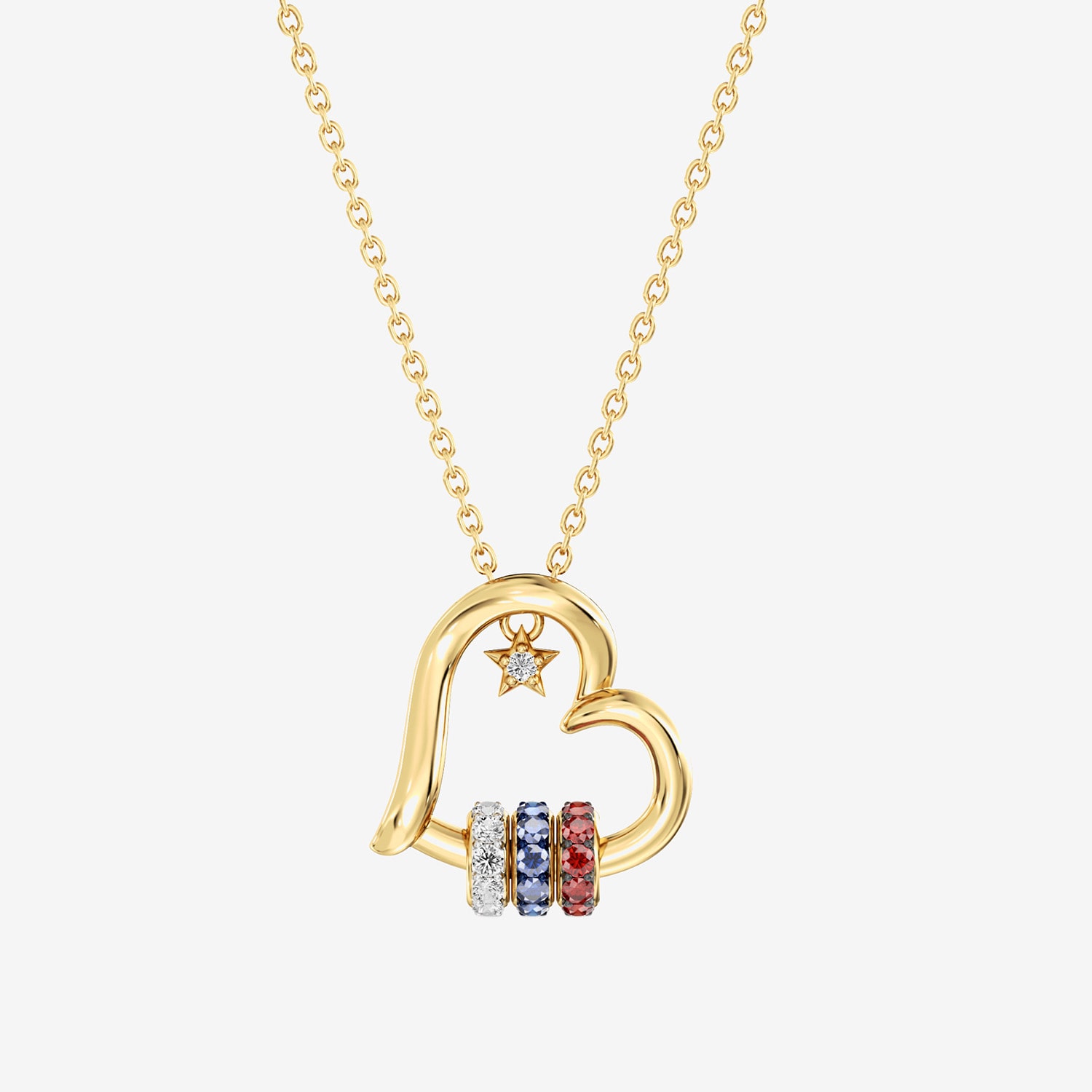 (F/ Si2) Womens 1/10 CT. T.W. Lab Created Multi Color 14K Gold Over Silver Heart 18 Inch Pendant Necklace