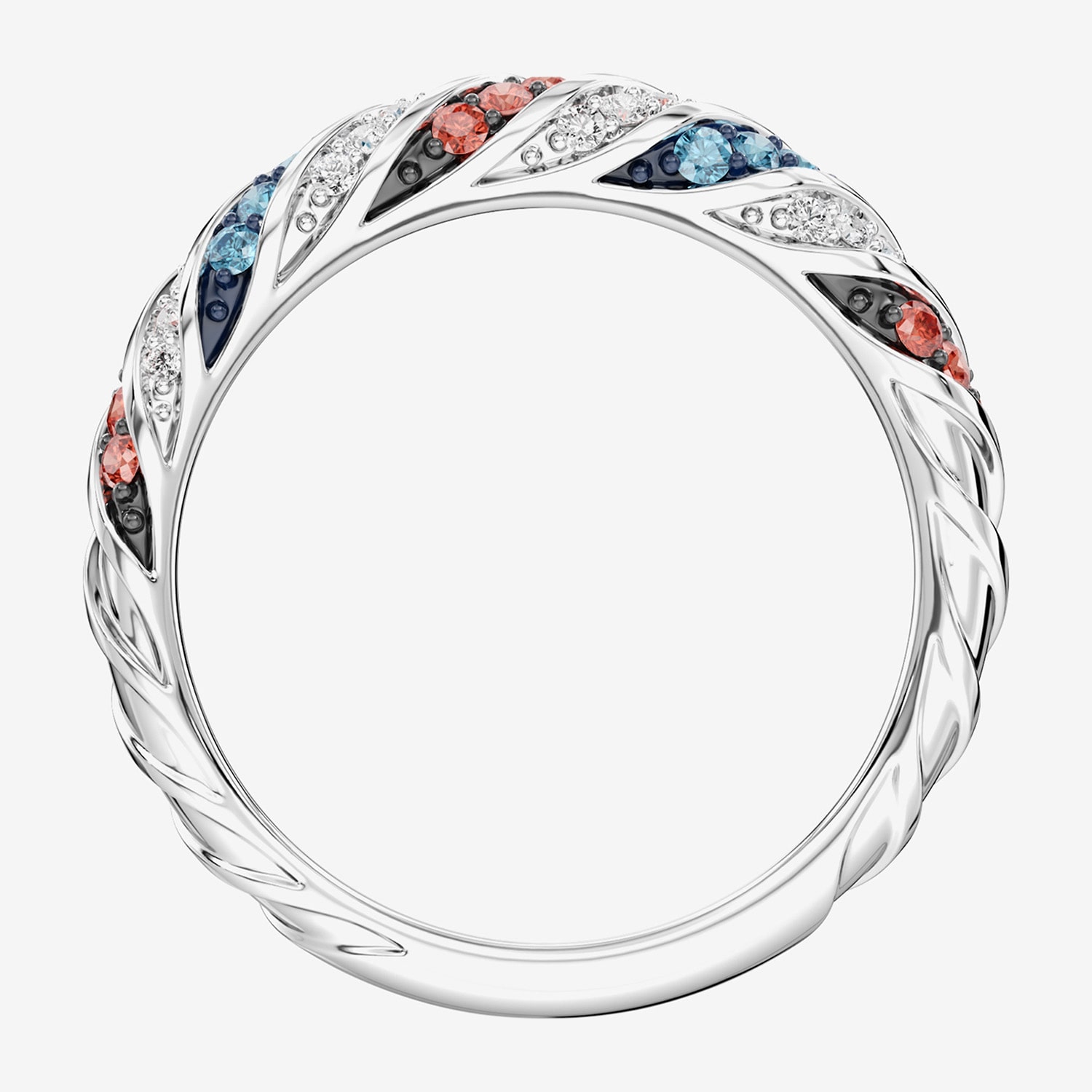(F / Si2) Womens 3MM 1/8 CT. T.W. Lab Created Multi Color Sterling Silver Band