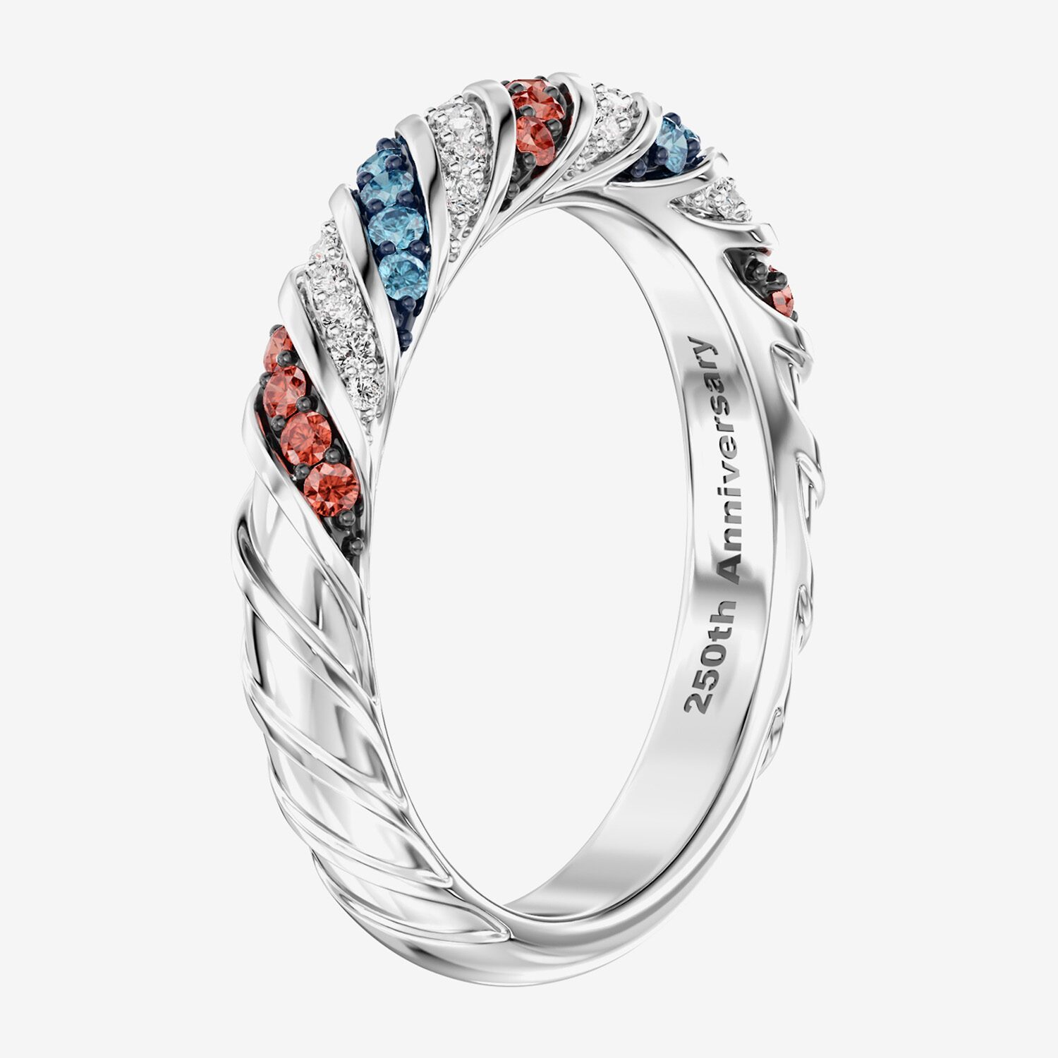 (F / Si2) Womens 3MM 1/8 CT. T.W. Lab Created Multi Color Sterling Silver Band