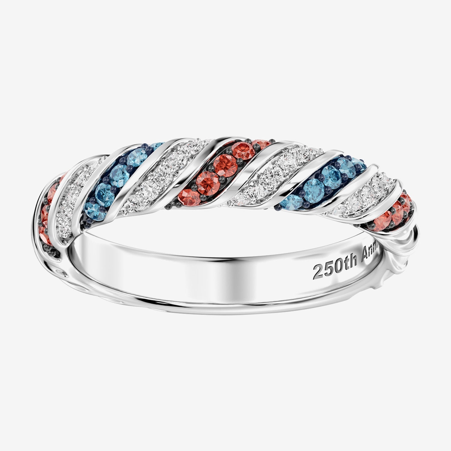 (F / Si2) Womens 3MM 1/8 CT. T.W. Lab Created Multi Color Sterling Silver Band