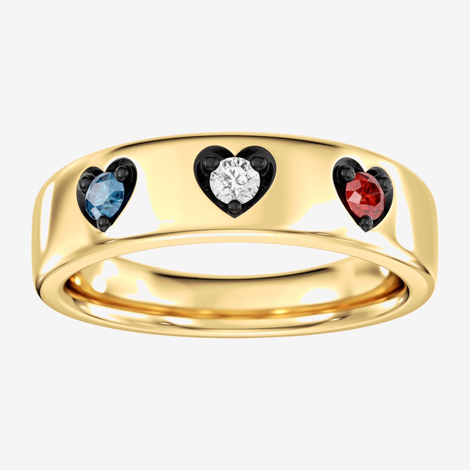 (F / Si2) Womens 3MM Diamond Accent Lab Created Multi Color 14K Gold Over Silver Band
