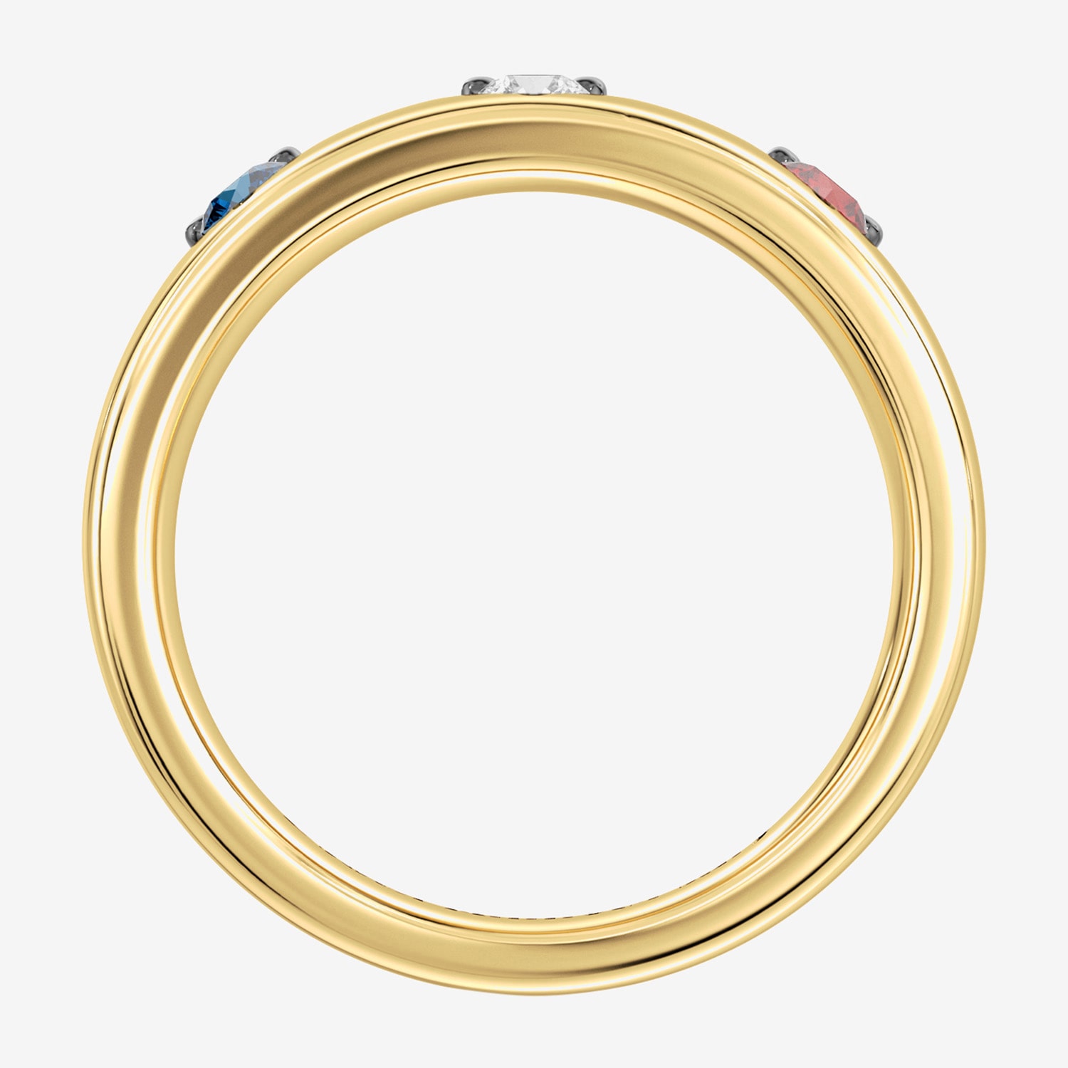 (F / Si2) Womens 3MM Diamond Accent Lab Created Multi Color 14K Gold Over Silver Band