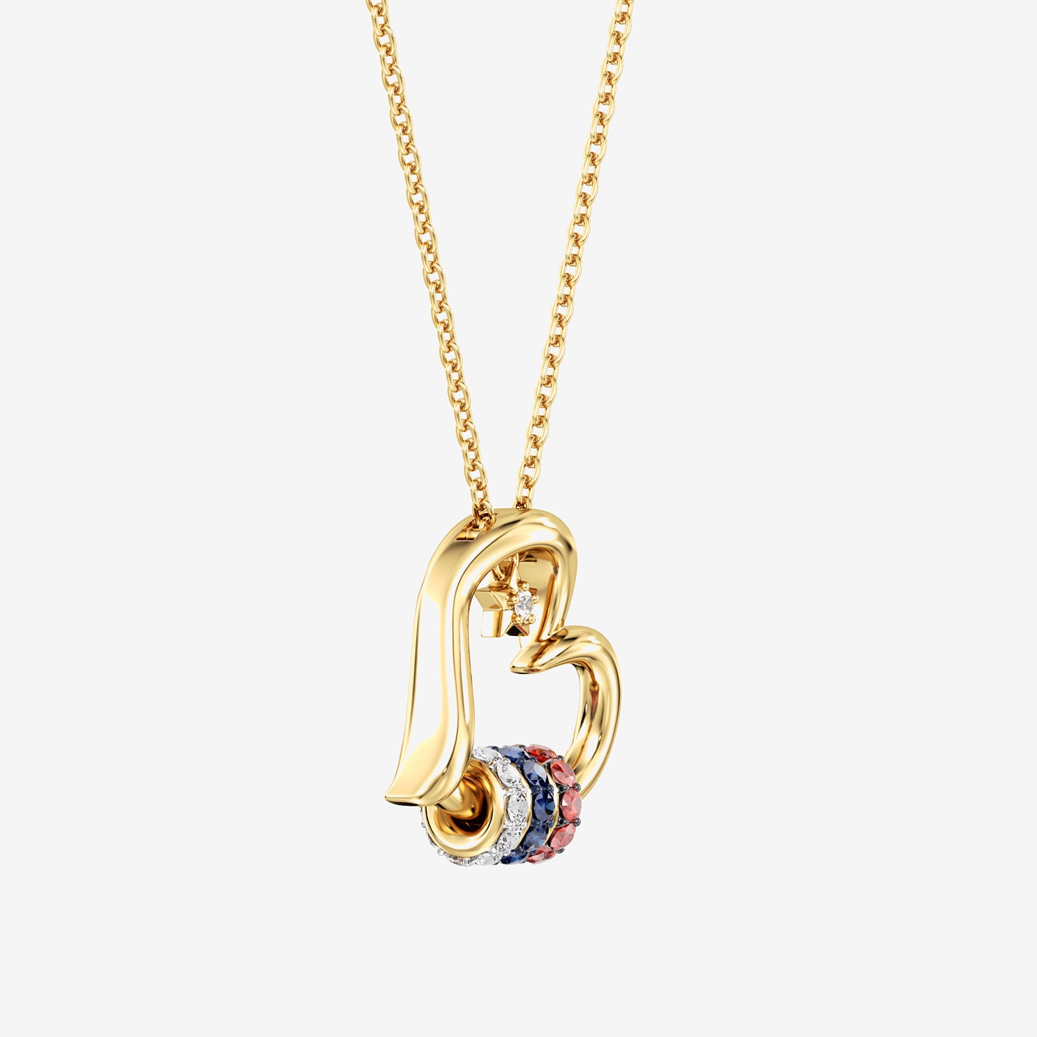 (F/ Si2) Womens 1/10 CT. T.W. Lab Created Multi Color 14K Gold Over Silver Heart 18 Inch Pendant Necklace