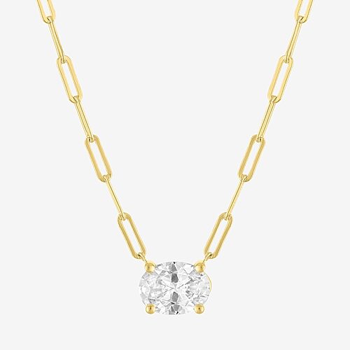 Diamond Addiction (G-H / Si2-I1) Womens 1 CT. T.W. Lab Grown White Diamond 10K Gold Oval 18 Inch Pendant Necklace, One Size, Yellow