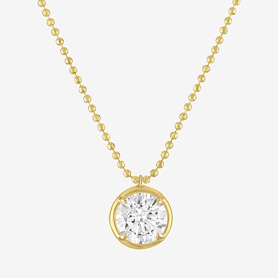 Diamond Addiction (G-H / Si2-I1) Womens 1 CT. T.W. Lab Grown White Diamond 10K Gold Round 16 Inch Pendant Necklace