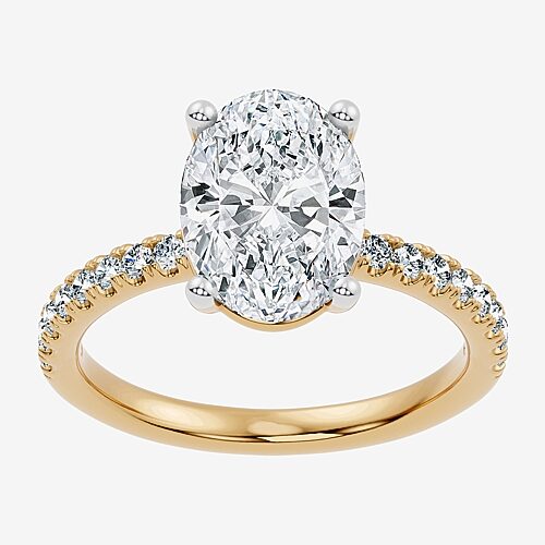 (F-G / Vs2 - Si1) Womens 3 1/4 CT. T.W. Lab Grown White Diamond Sterling Silver Oval Side Stone Engagement Ring, 8, Yellow