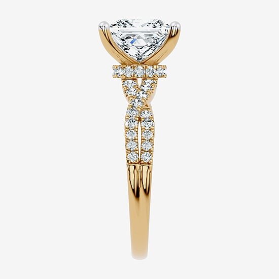 (G / Vs2-Si1) Womens 2 1/3 CT. T.W. Lab Grown White Diamond 10K Gold Side Stone Engagement Ring
