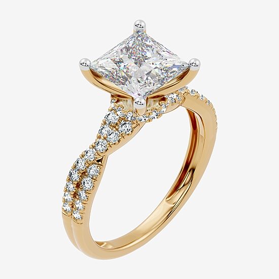 (G / Vs2-Si1) Womens 2 1/3 CT. T.W. Lab Grown White Diamond 10K Gold Side Stone Engagement Ring