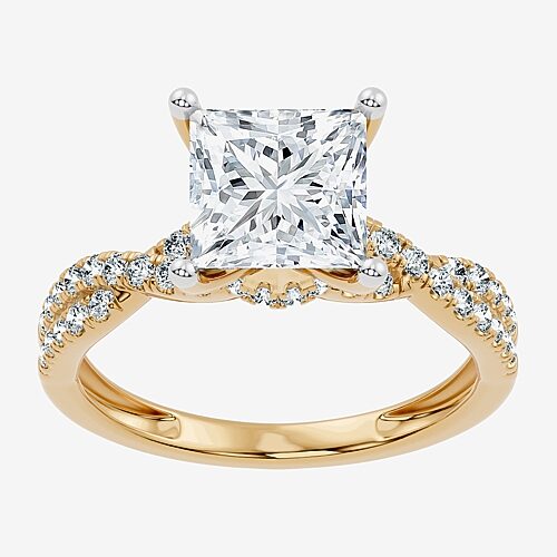 (G / Vs2-Si1) Womens 2 1/3 CT. T.W. Lab Grown White Diamond 10K Gold Side Stone Engagement Ring, 9, Yellow