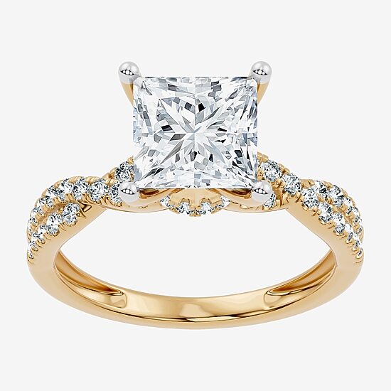 (G / Vs2-Si1) Womens 2 1/3 CT. T.W. Lab Grown White Diamond 10K Gold Side Stone Engagement Ring