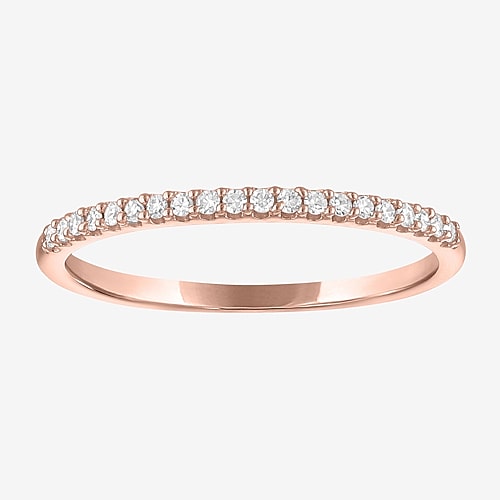 (G-H / Si2-I1) Womens 1/10 CT. T.W. Lab Grown White Diamond 10K Gold Band, 8, Pink