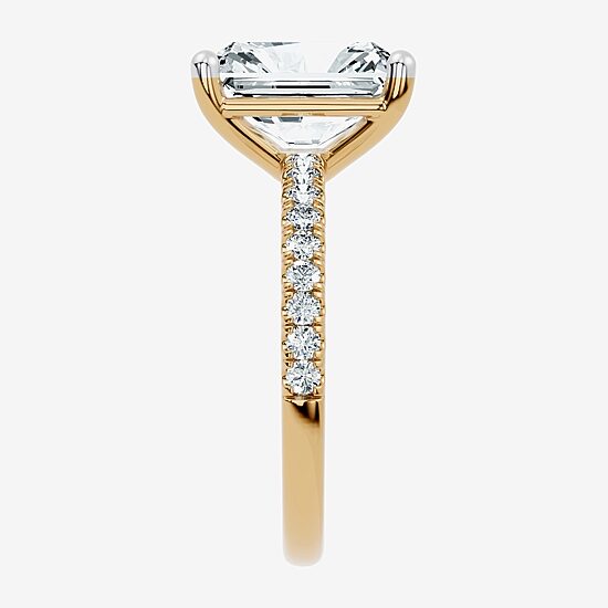 (G / Vs2-Si1) Womens 3 1/4 CT. T.W. Lab Grown White Diamond 14K Gold Over Silver Rectangular Side Stone Engagement Ring
