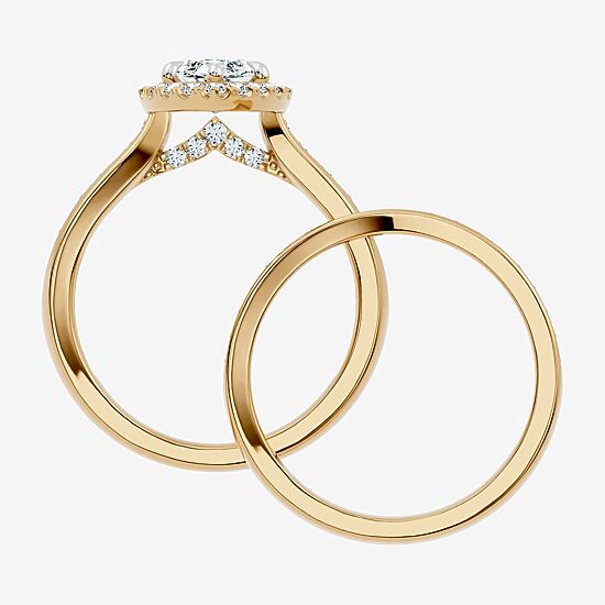 (G / Vs2-Si1) Womens 2 3/4 CT. T.W. Lab Grown White Diamond 14K Gold Over Silver Marquise Side Stone Halo Bridal Set