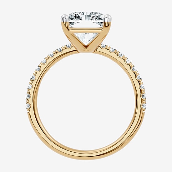 (G / Vs2-Si1) Womens 3 1/4 CT. T.W. Lab Grown White Diamond 14K Gold Over Silver Rectangular Side Stone Engagement Ring