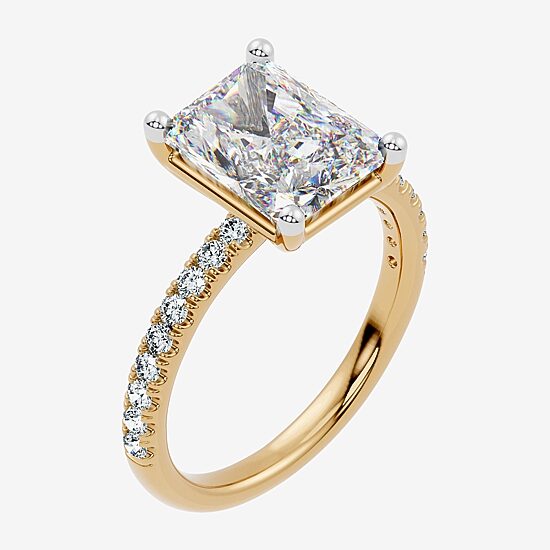 (G / Vs2-Si1) Womens 3 1/4 CT. T.W. Lab Grown White Diamond 14K Gold Over Silver Rectangular Side Stone Engagement Ring