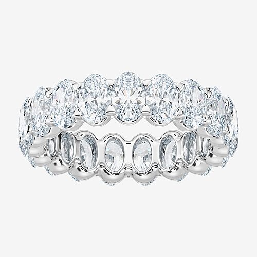 True Fit (F / Si2) Womens 3MM 2 CT. T.W. Lab Grown White Diamond 10K Gold Oval Eternity Wedding Band, 8, White