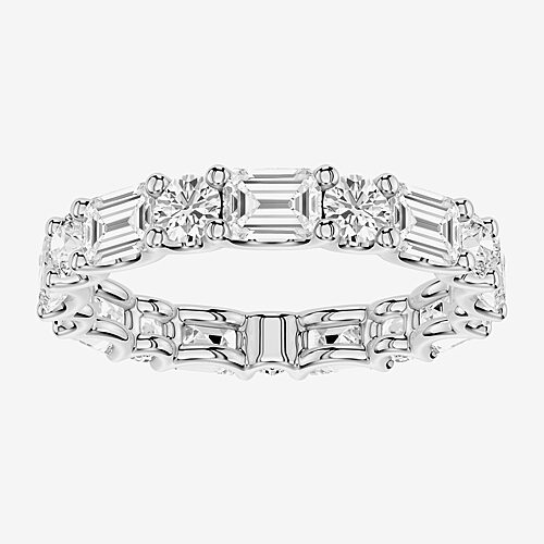 True Fit. (F / Si2) Womens 3MM 3 CT. T.W. Lab Grown White Diamond 10K Gold Eternity Wedding Band, 8, White