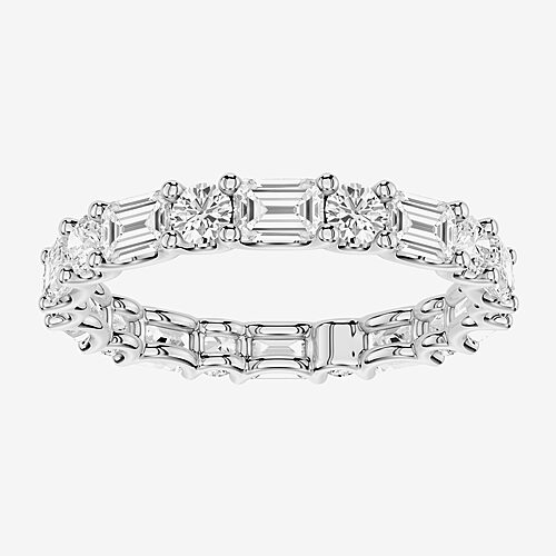True Fit (F / Si2) Womens 2.5MM 2 CT. T.W. Lab Grown White Diamond 10K Gold Round Eternity Wedding Band, 8, White