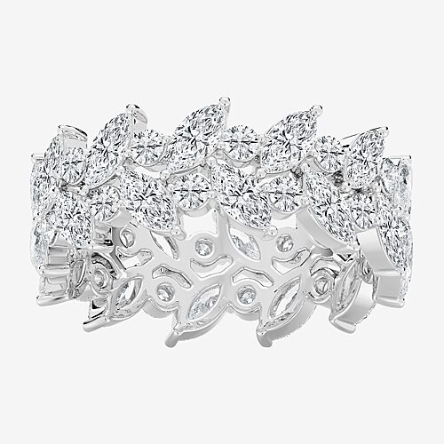 True Fit. (F / Si2) Womens 6.5MM 2 CT. T.W. Lab Grown White Diamond 10K Gold Eternity Wedding Band, 8, White